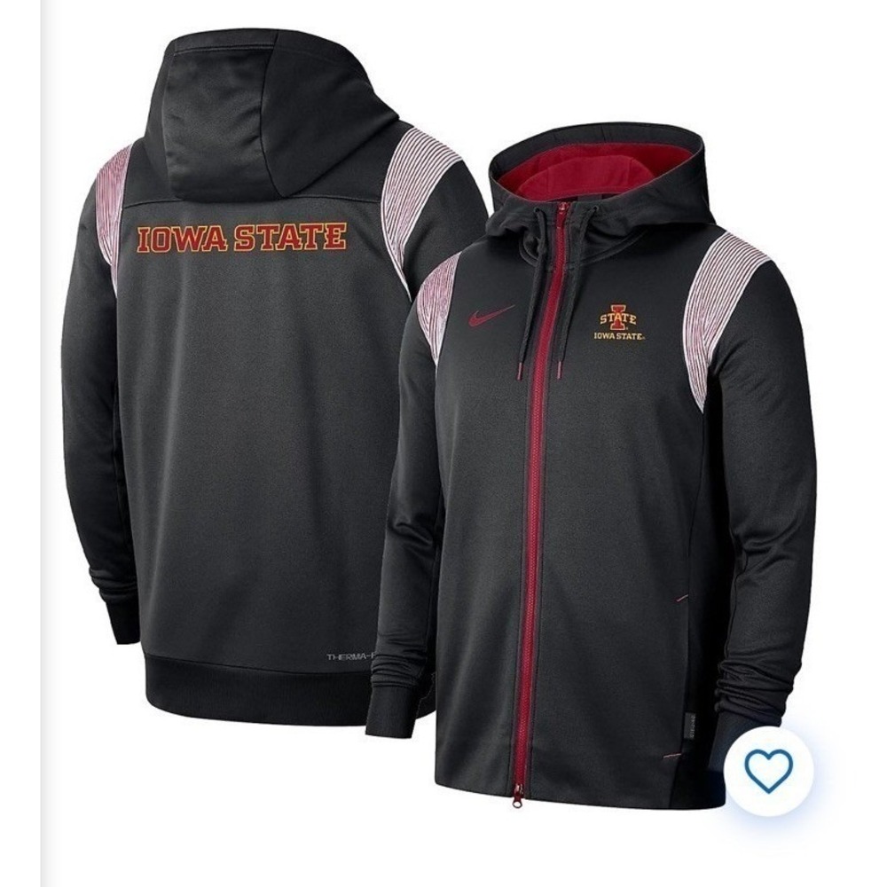 Nike Hoodie Mens Large Black Iowa State Cyclones Therma-FIT Full Zip On-Field